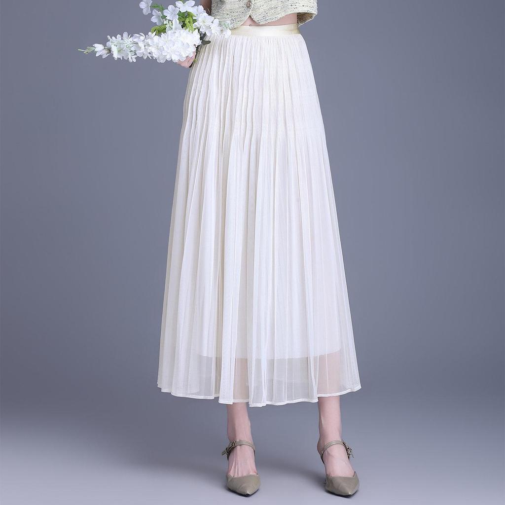 Reversible Pleated Mesh Patchwork Skirt - Spring/Summer 2026 Bean Pleats, Slimming Versatile Style