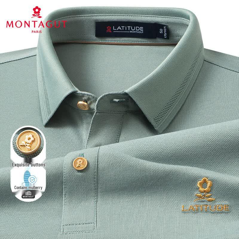 MONTAGUT Men s Silk Blend Lightweight Polo Shirt 54