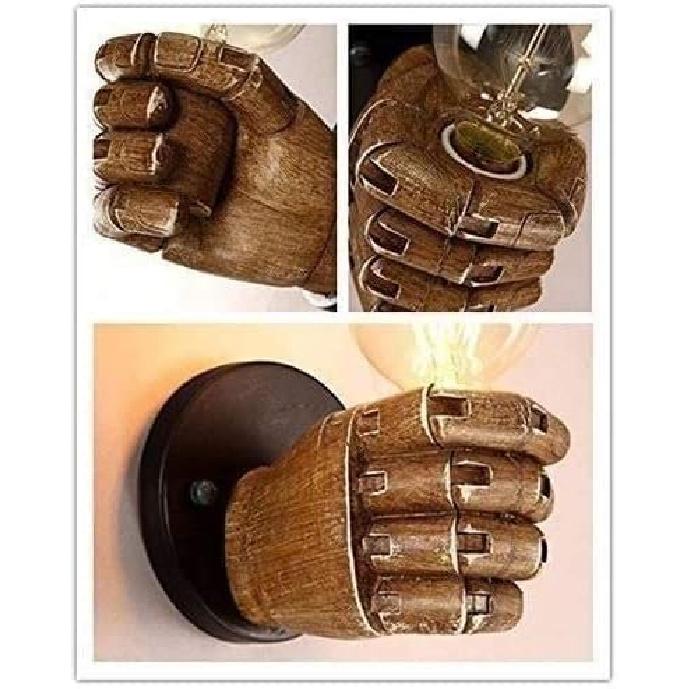 Wall Light Wall Lamp Wall Sconce Light Porch Light Retro Creative Industrial Wind Fist Shade Hand Holding Light Bulb for Porch Balcony Patio Doorway