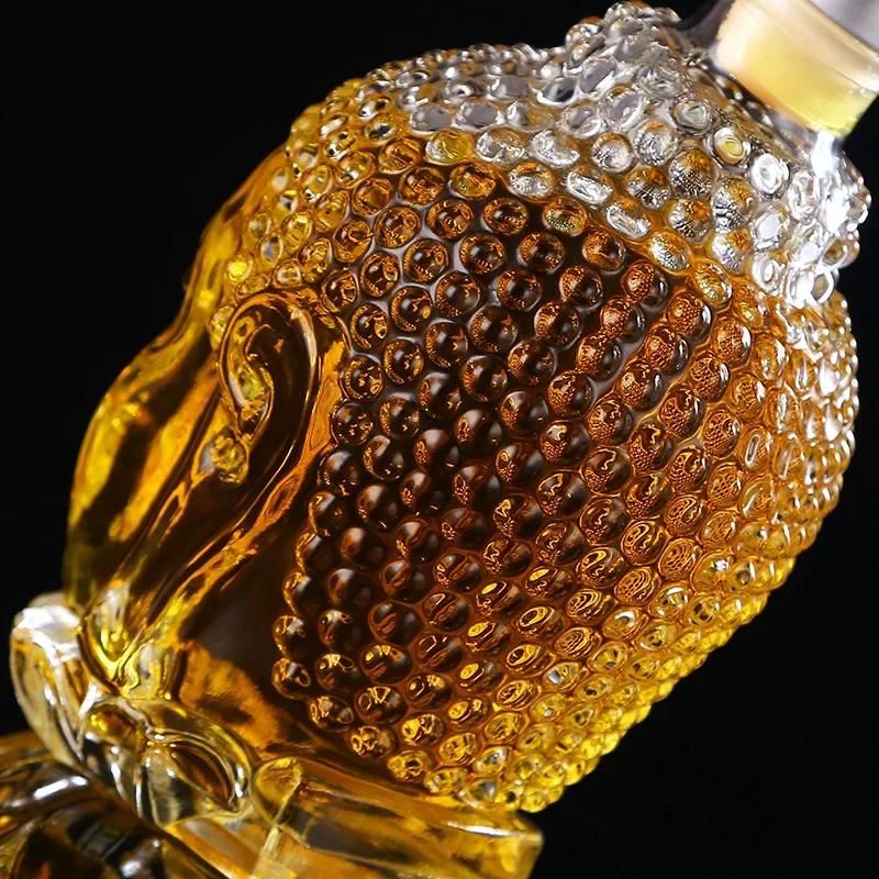 750ML Buddha Head Decanter Lead-Free Crystal Wine Glass Hand-Blown Whiskey Red Wine Glass Pitcher for Juice Ice Water