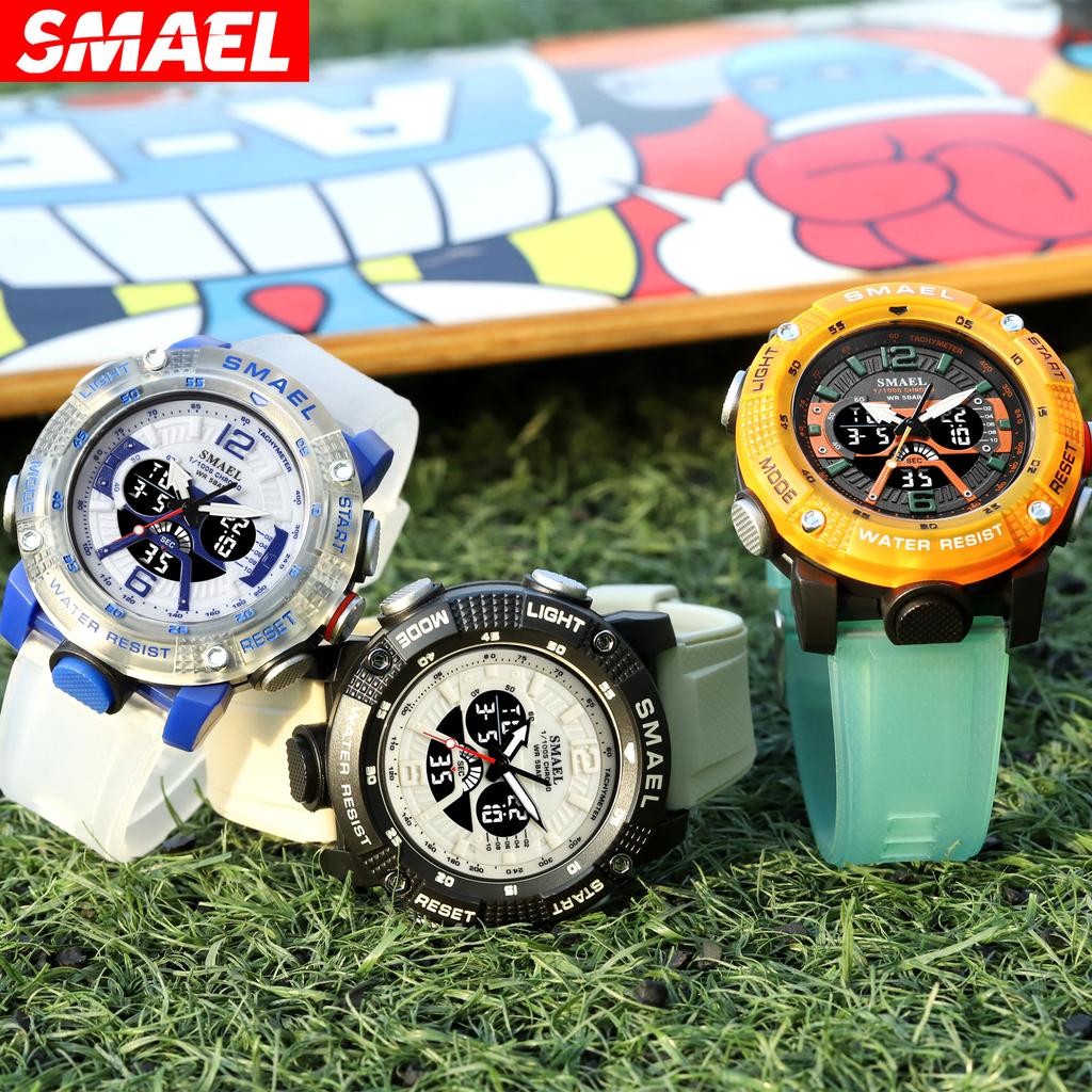 SMAEL Casual Waterproof Watch Digital Dual Display Outdoor Sports Multi-functional Glow-in-the-dark Men's Watch
