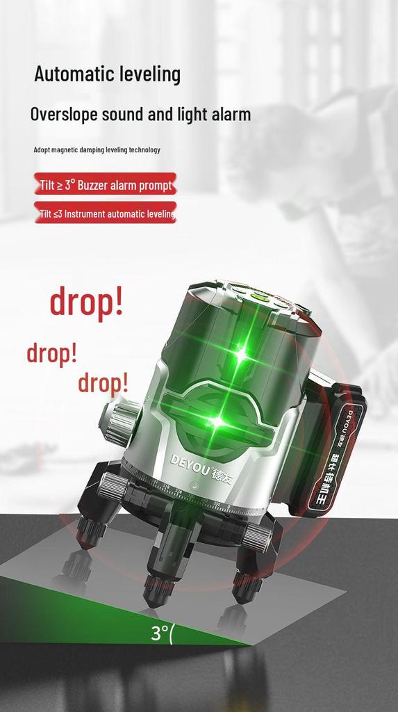 High-Precision Infrared Green Light Leveler with Remote Control and Auto Leveling