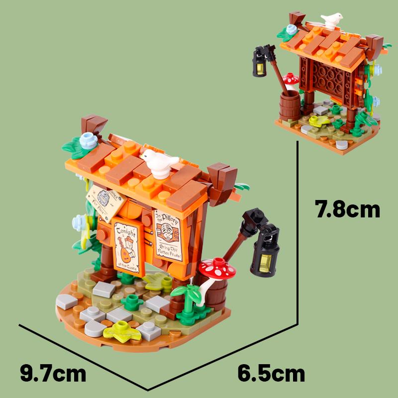 MOC Medieval Castle Building Blocks Set House Bedroom Table Furniture Kitchen Knight Witch Wizard Halloween Skeleton Brick Toys
