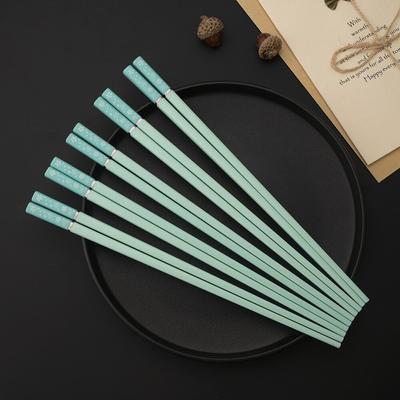 5 Paar Sakura japanische Essstäbchen, grüne Kirschblüten, Sushi, wiederverwendbare Lebensmittelstäbchen, gesunde Legierung, Kochgeschirr, Palillos