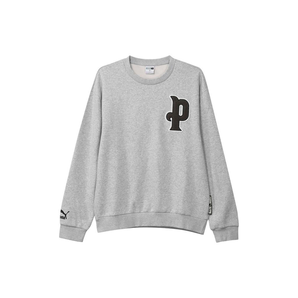 Puma Logo Graphic Crew Neck Sweatshirt Men Tops Grey 534383-04