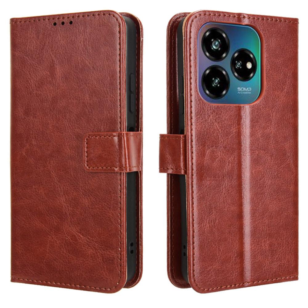 

Для ZTE nubia V60 Design/Blade V60 Design Чехол из ПУ-кожи с текстурой Crazy Horse Обложка-кошелек для телефона Brown