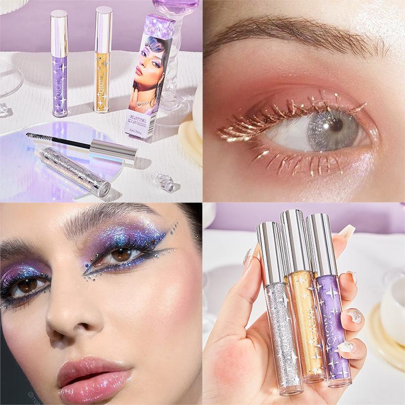 Glitzer-Mascara, lang anhaltendes, schimmerndes Augen-Make-up, wasserfeste Mascara, Diamant-Mascara für alle Hauttypen, verlängernde und schwungvolle Wimperntusche
