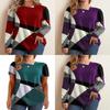 Springwish Geometric Colorblock Long Sleeve Tee For Casual Urban Women