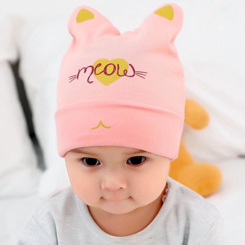 Unisex Baby Cotton Cat Heart Pullover Hat for Spring & Autumn