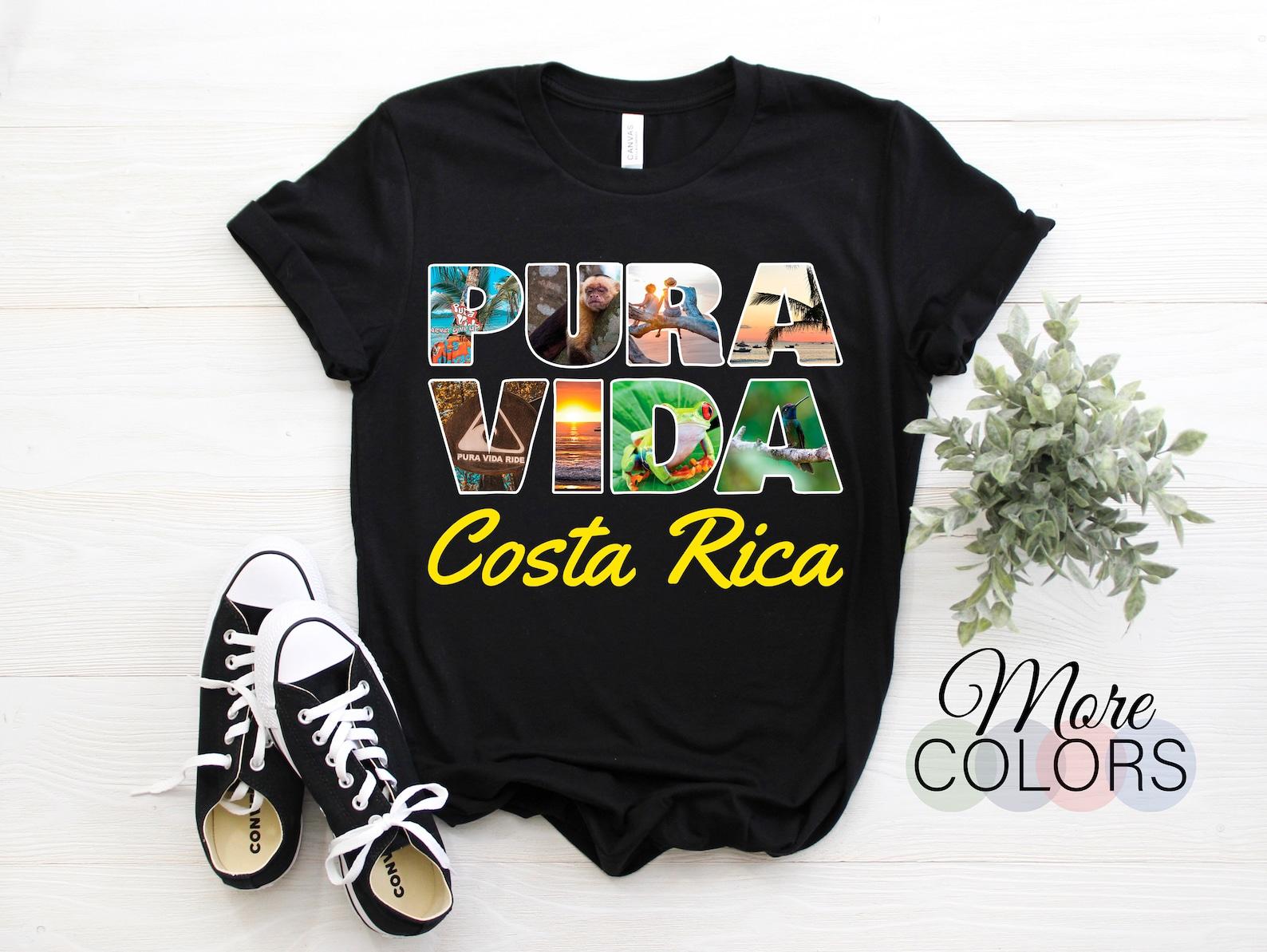 Pura Vida Costa Rica Beach Vibes T-Shirt, Great Gift For Vacation Travel, Nature Animals Lover, Birthday Present Costa Rican Life Souvenir, 140