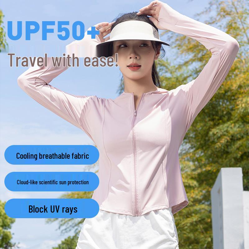 

Женский кардиган облегающего кроя из ледяного шелка для защиты от солнца - Легкая куртка для йоги M (80-110 lbs)