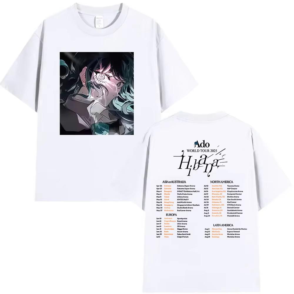 Japan Singer ADO World Tour 2025 Hibana Graphic T Shirts Men Women Hip Hop High Quality Oversized Cotton T-shirts Y2k Streetwear
