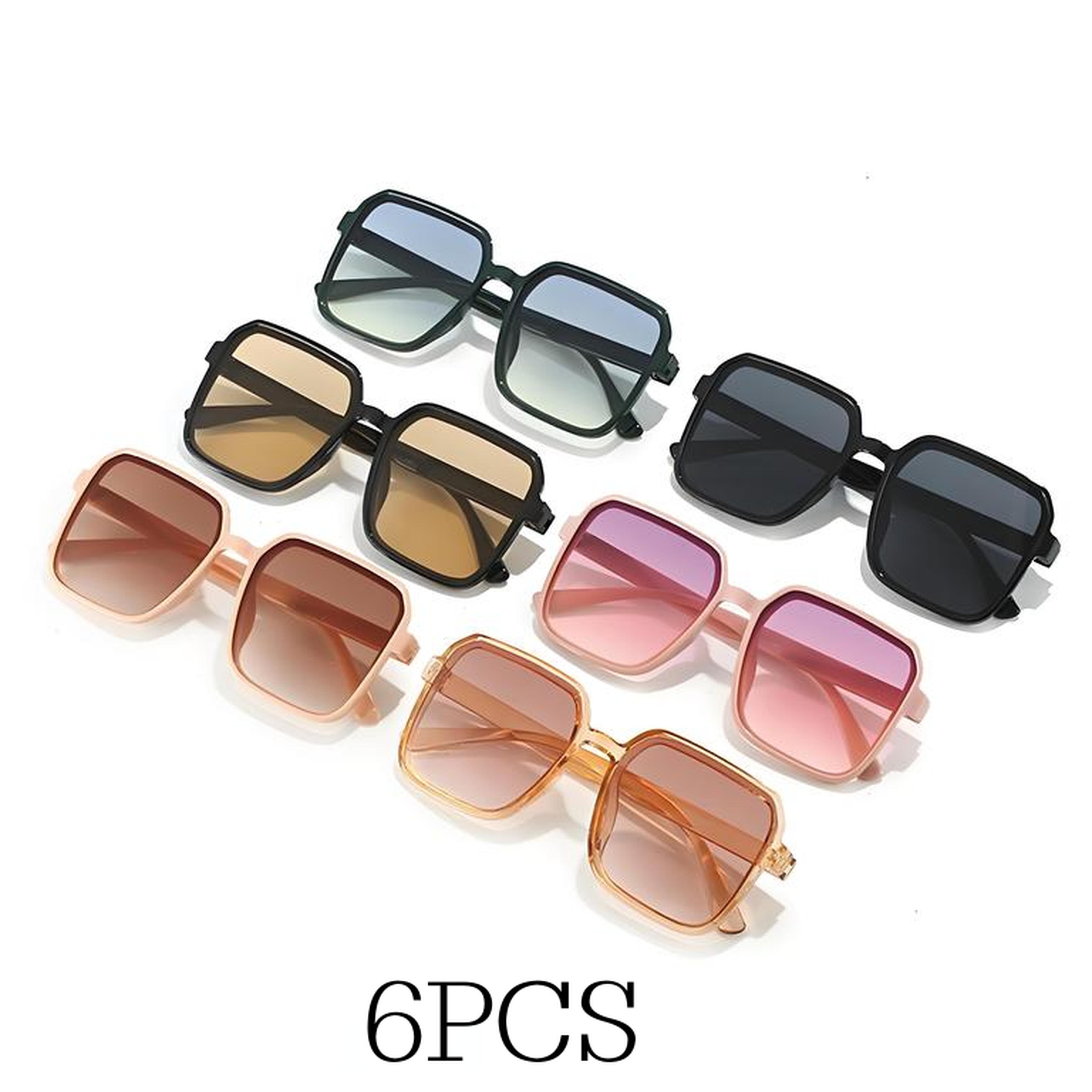 

6-Pack Square Sunglasses | Polarized UV Protection & Large Frame | Unisex Shades for Driving Fishing Travel Colorful