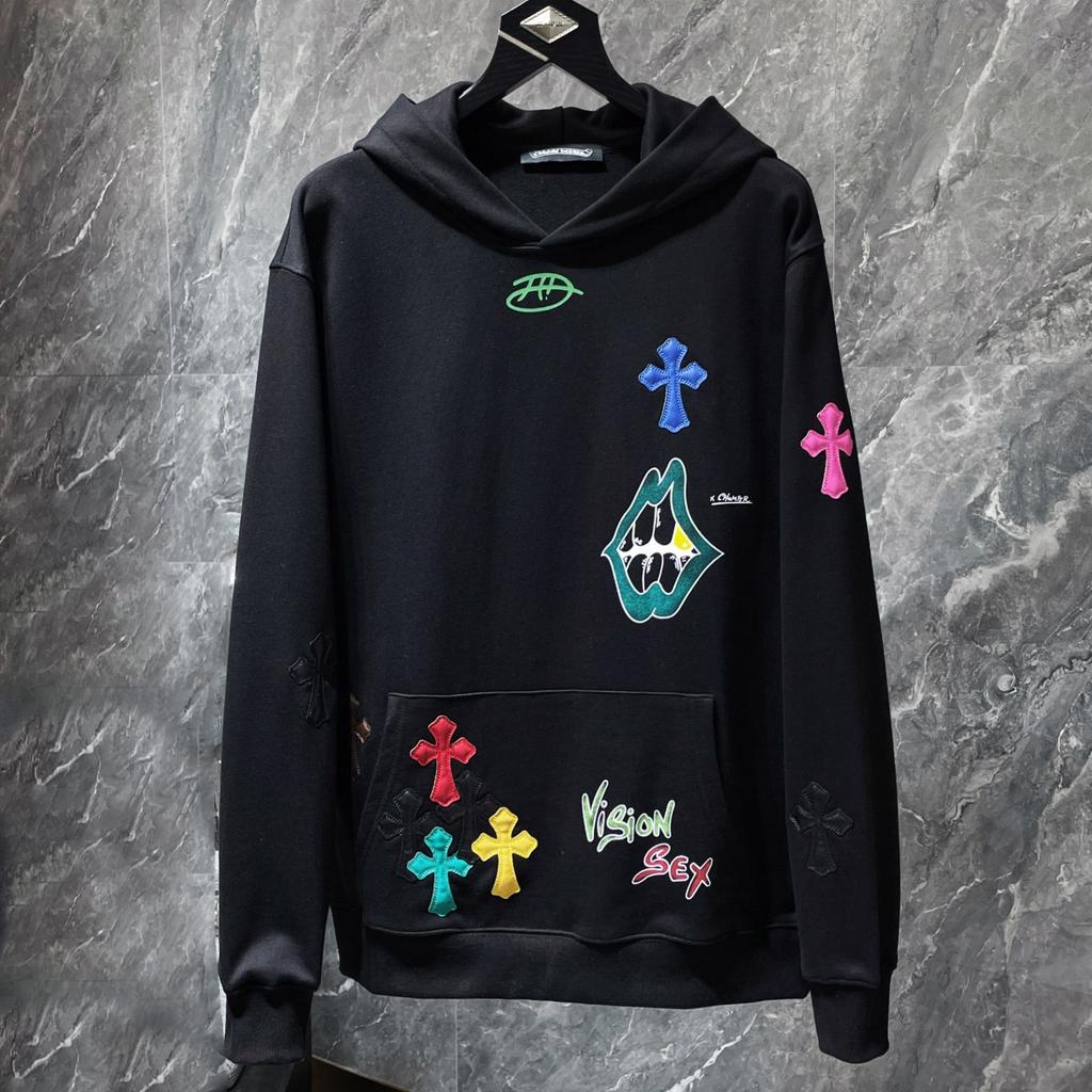 8653 CHROME HEARTS New Spring and Autumn Plus-size Thin Style Classic Style Logo Hooded Sweatshirt for Couples