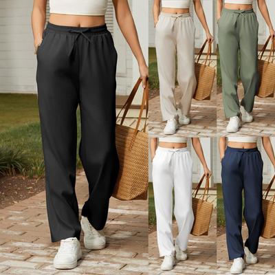Women's Pants With Drawstring Waist Elastic High Waisted Workout Casual Trousers