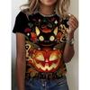 Fashion Women's Clothing Crew Neck Short Sleeve 3D Christmas Color Printing Christmas Short Sleeve Crew Neck T-Shirt