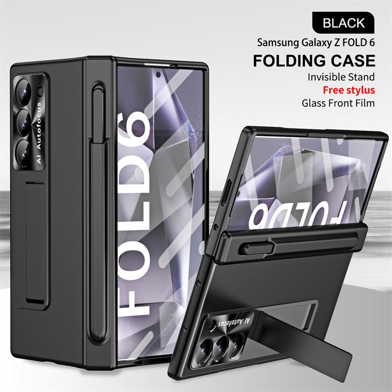 

Fashion 360° Fully Protected Hinge Bracket Phone Case For Samsung Galaxy Z Fold 6 5 4 3 5G Tempered Screen Protector With Stylus For Galaxy Z Fold3