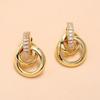 Korean Style Retro Rhinestone Metal Stud Earrings