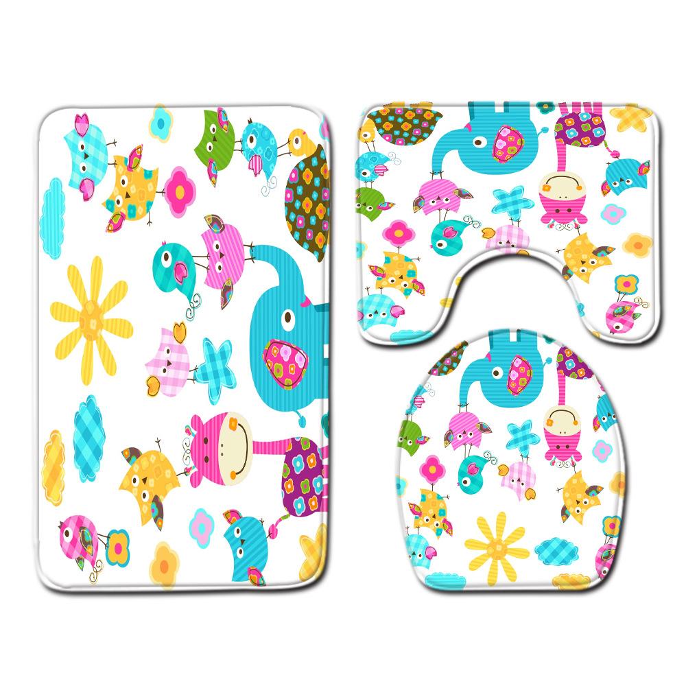 Animation Bathroom Floor Mat Three-Piece Bathroom Carpet Toilet Mat Set Door Mat Bathroom Non-Slip Mat