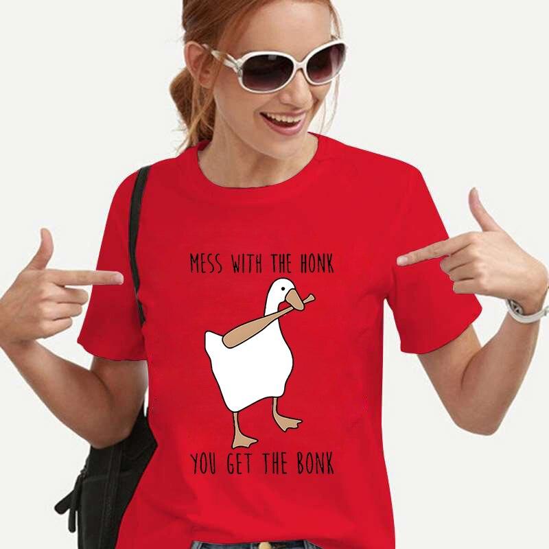 Funny Peace Baseball Duck Print Femei Tricou Harajuku Streetwear Mânecă scurtă Animal Gâscă Moda Casual Haine Tricou de vară