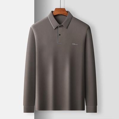 Herbst Neu Herren Langarm Revers Lässig Mode Jung und Mittelalt T-Shirt Unterhemd Herren Oberteil