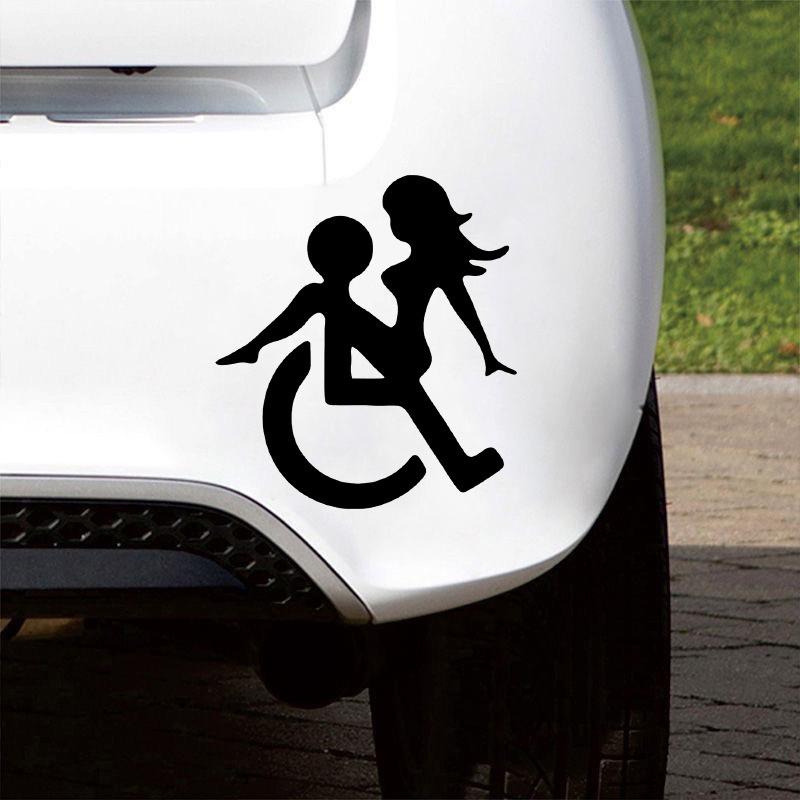 Persoană cu dizabilități Scaun cu rotile Autocolant pentru bara de protecție de la mașină Decal din vinil Autocamion Accesorii pentru vehicule Cască de motocicletă Portbagaj Autocolante de rulotă