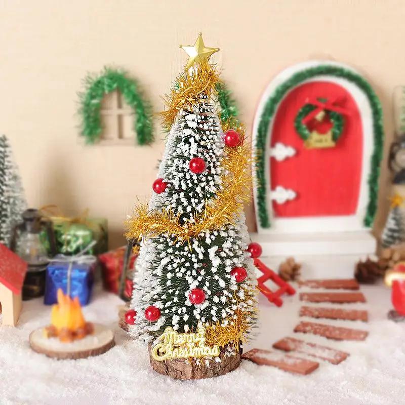 1/12 Dollhouse Mini Christmas Tree Cedar Tree Model Dollhouse Xmas Scene Decor Ornament Doll House Festival Decoration Toys