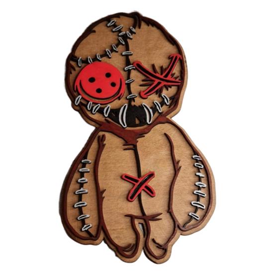 

Кукла Вуду Деревянная Табличка Жуткое Настенное Украшение Деревенская Табличка Кукла Вуду для Декора на Хэллоуин Двери Стены