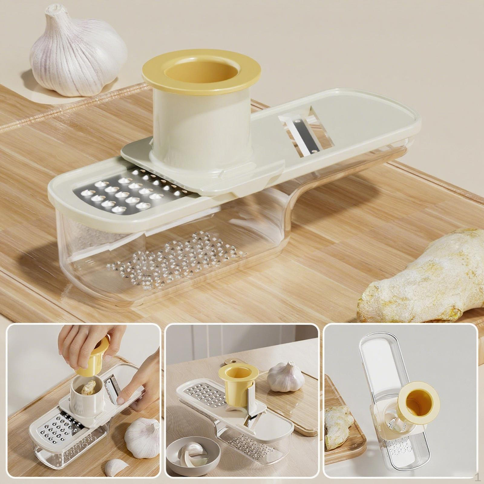 

3 in 1 Ginger Garlic Grater Crusher Kitchen Tool for Easy Slicing Grating бежевый