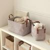Corduroy Storage Basket Collapsible Storage Bin with Reinforced Handles Foldable Basket Organizer for Kids Toys Clothes Closet Laundry Room Bedroom