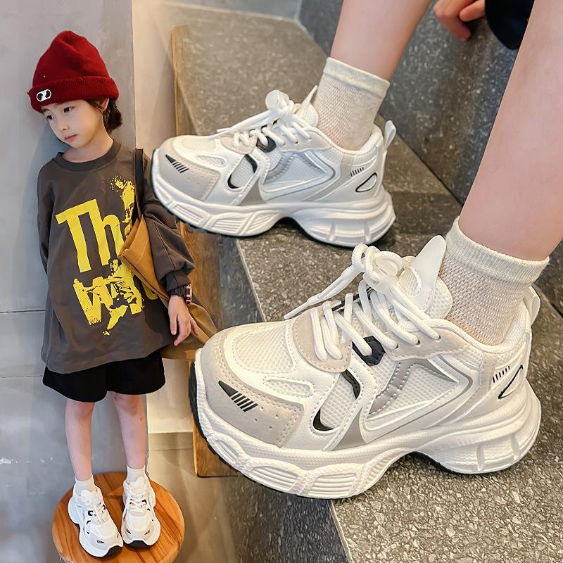 Boys net shoes 2025 spring and autumn new mesh dad shoes net shoes breathable fashion girls hollow sports shoes trendy brand
