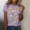 High-Quality Cotton Cute Mushroom Print Women's T-Shirt Retro Fashion Casual Summer New Short-Sleeved Women's Clothing