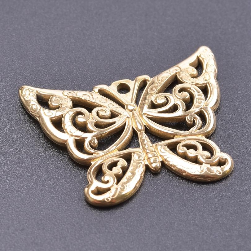 6pcs Gold Plated Butterfly Charms For Jewelry Making Bulk Stainless Steel Pendants Animal Dragonfly Cattle Peacock DIY Connector