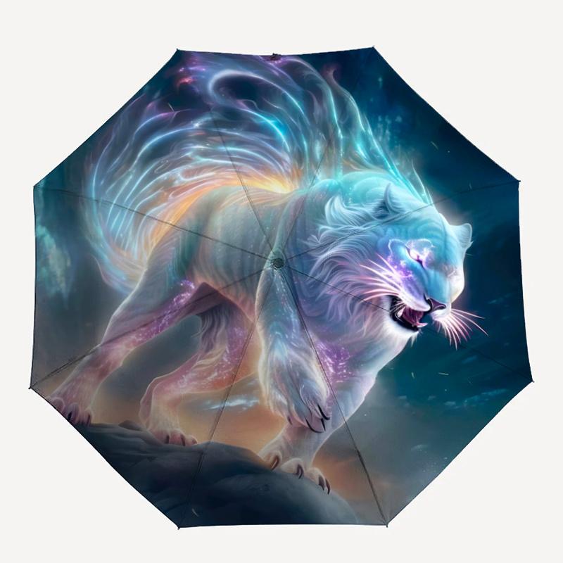 1pc Enchanted White Tiger Automatic Open/CloseUmbrella,Compact Umbrella for Men & Women Day Gift.A031