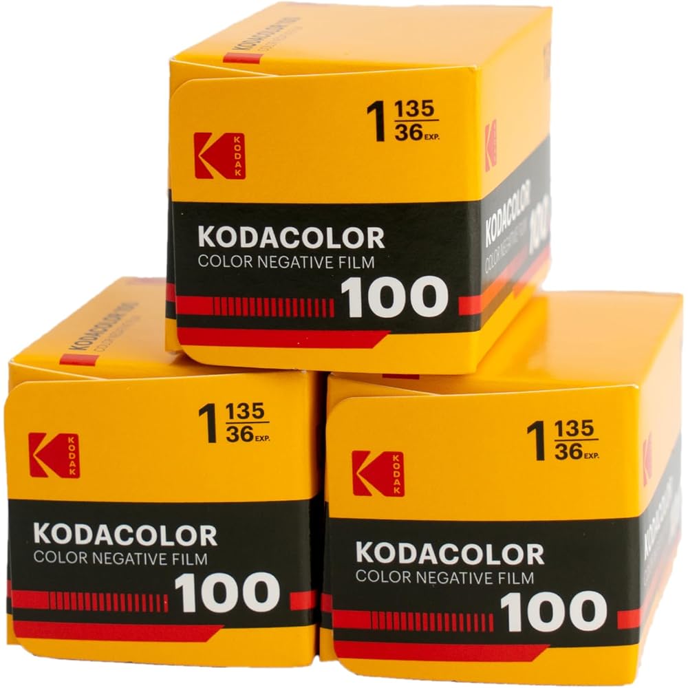 Kodak Kodacolor 100 35mm 36-exposure color negative film, 3-roll set.