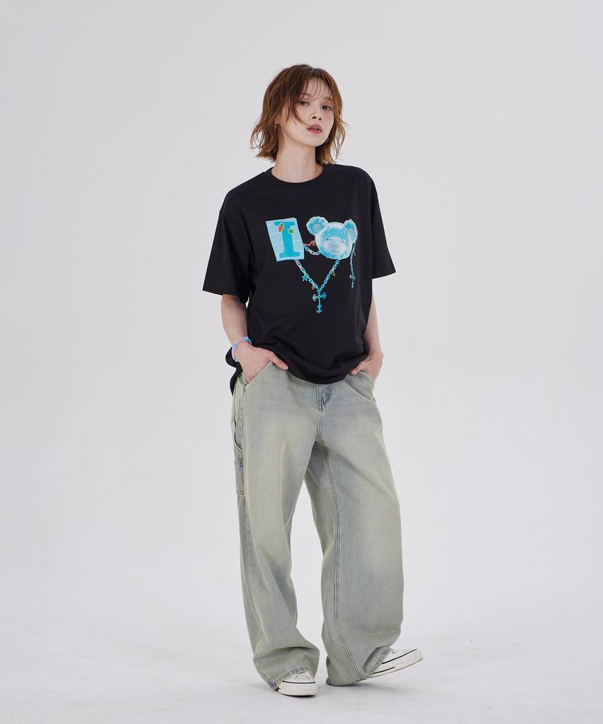 DYSFUNCT I Love Cotton Bear T-Shirt(Black/Blue)