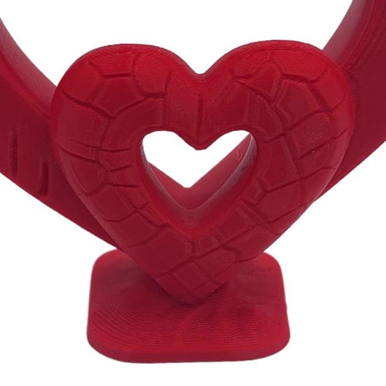 Yousheng 3D Printed Love Heart Figurine, Hollow Double Red Love Heart Statue, Heart Shape Desktop Decoration, Romantic Gifts for Valentines Day