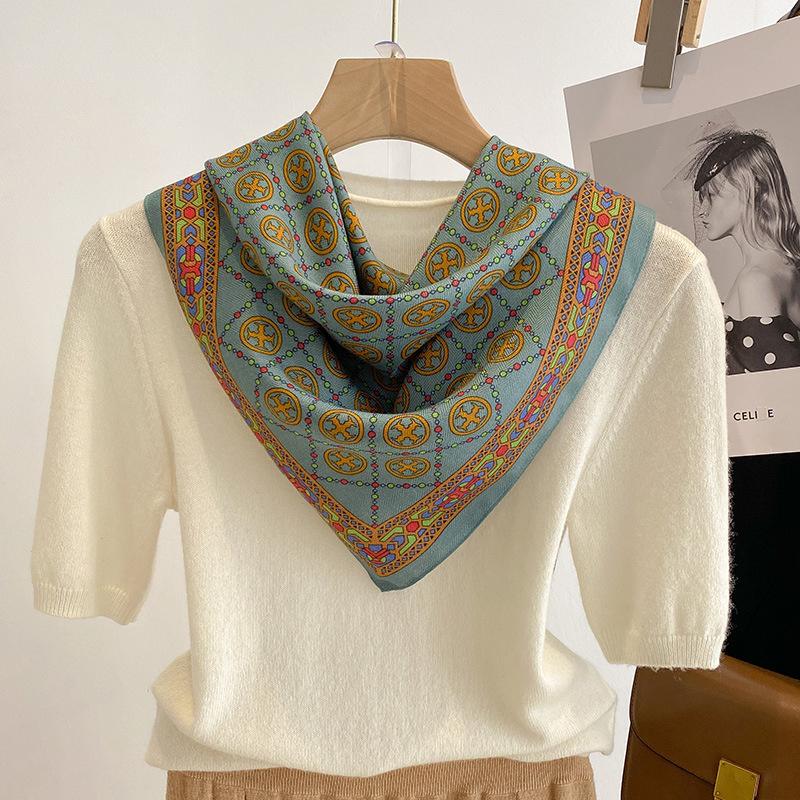 Ren Bomuld Dame Tørklæde Firkantet Foulard Dame Hals Hår Tørklæder Design Printet Hovedtørklæde Mode Pige Tørklæder 2023 Ny