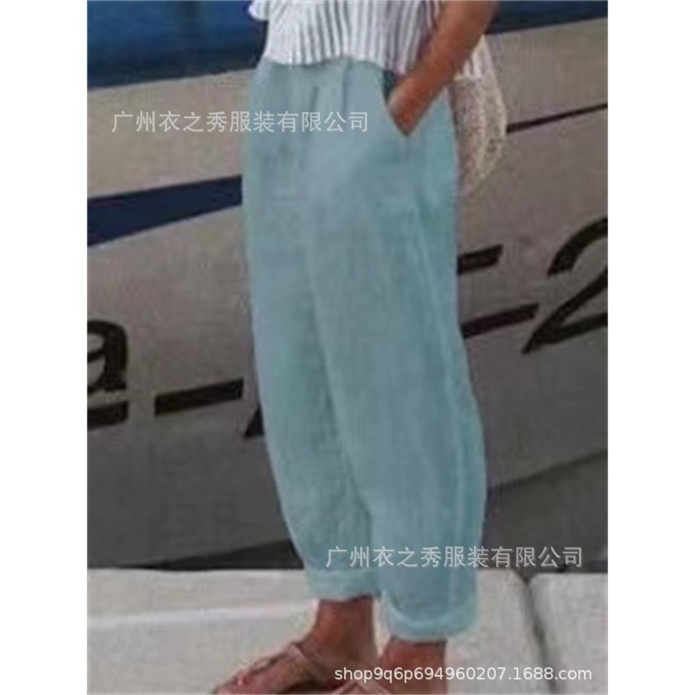 Retro Versatile Cotton Linen Casual Pants, High Waist Slimming Plus Size Loose Trousers, Breathable Ladies Daily Bottoms