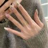 Open Ring Hollow Gold Leaf Vintage Style Luxury Womens Jewelry with Diamond Accents