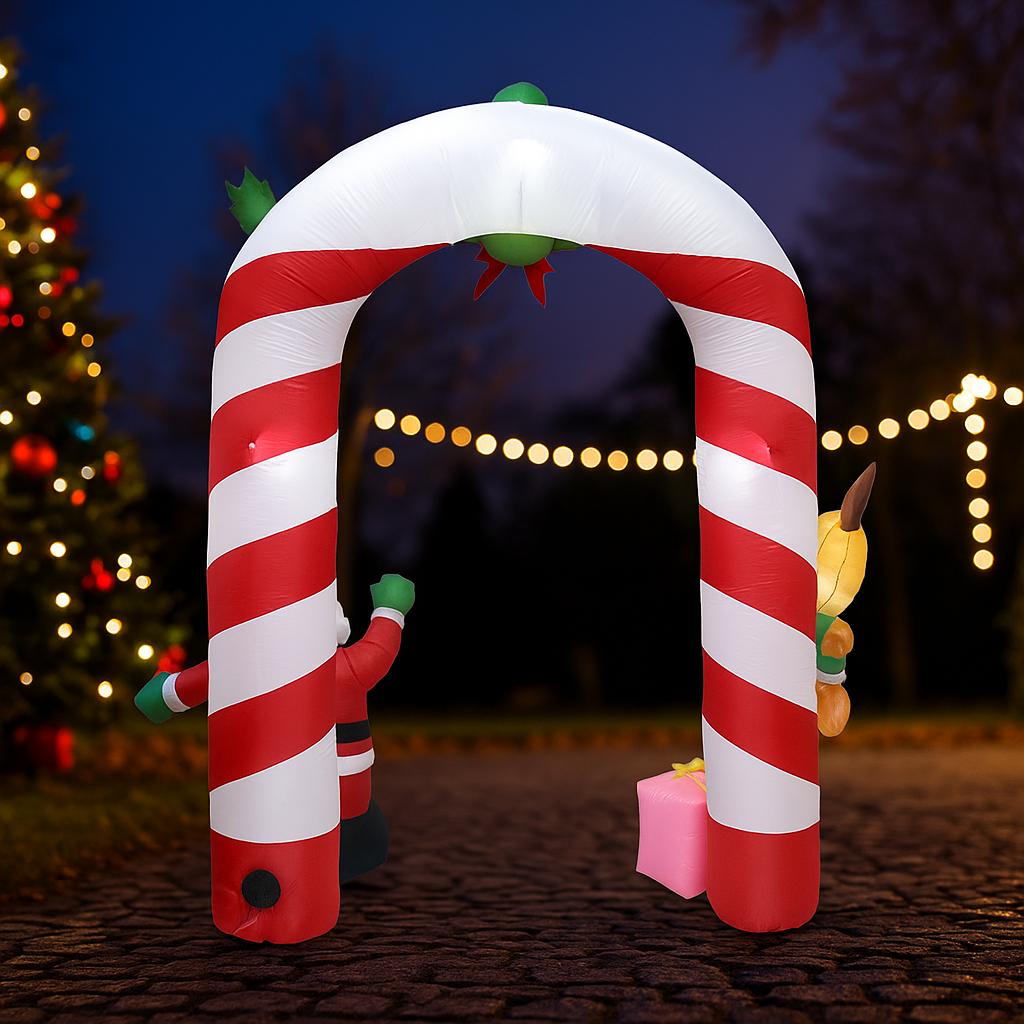 7.8FT Christmas Yard Decor Inflatable Archway Claus Santa Sleigh Gift with LED Xmas Toy Supplies Home Decoration Ornament Gift