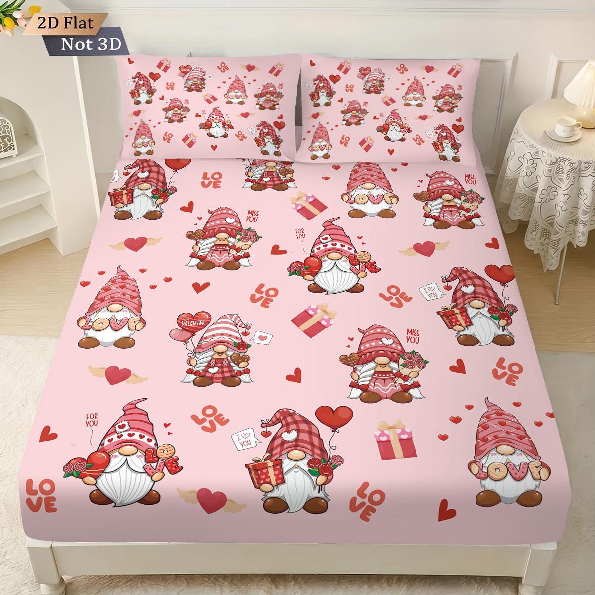 

3Pcs Romantic Valentine S Day Red Goblin Print Coreless Bed Sheet Set Multi Size Bedcover Bedroom Bedding Decoration 90x191cm