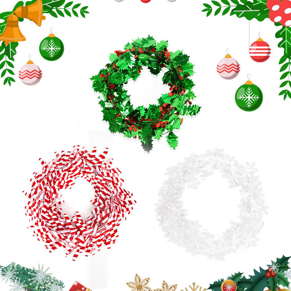 Cheerful Christmas Decorative Garland With Colorful Snowflake Candy Cane And Lush Leaves Green