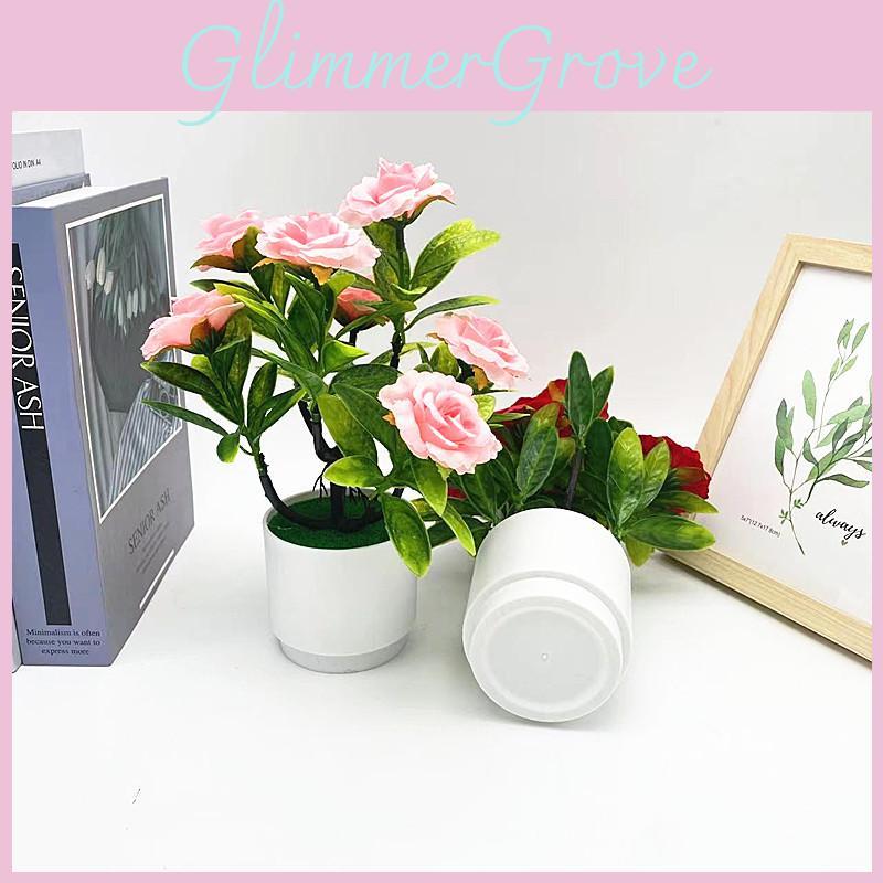 Romantic Rose Bonsai Artificial Plant For Valentines Day Gift And Indoor Decoration With Durable Material