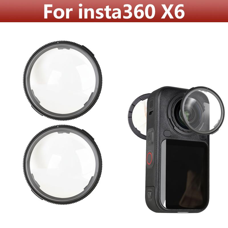 Lens Guard for Insta360 X6 X5 X4 X3 X2 Clear PC Lens Protector Cover Cap Scratch Resistant Action Camera Accessories Pair Set