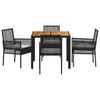 Garden Dining Set 5 pcs Black Poly Rattan
