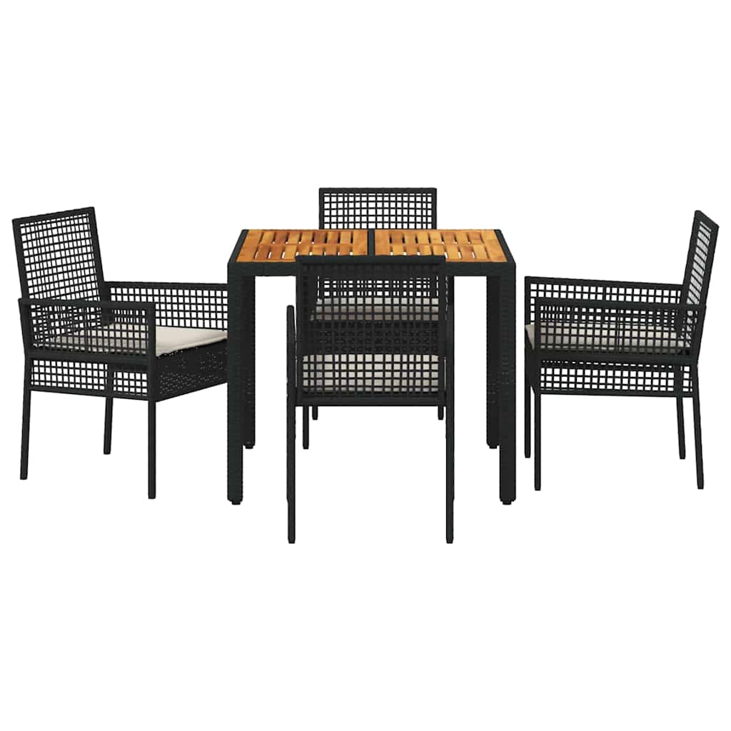 Garden Dining Set 5 pcs Black Poly Rattan