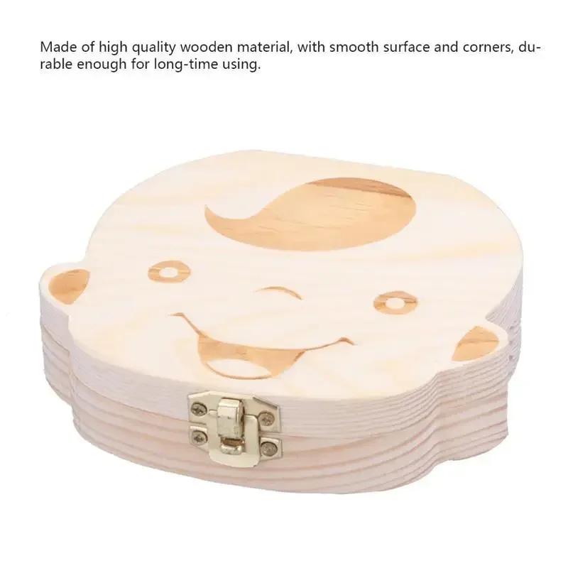 1pc-Baby Tooth Box Spanish Wooden Children Periodontal Organizer Locker Boy Girl Baby Souvenir Gift