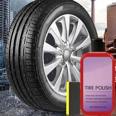 Polish pour Pneus Puissant 100G Cire Protectrice Avec Éponge Crème Nettoyante pour Jantes de Voiture Pour Allée Cour d'Usine Atelier Garage de Réparation