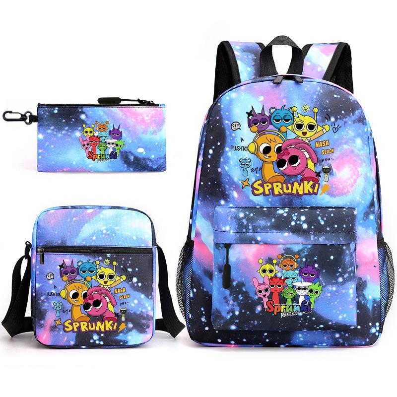 Boys Backpack Rhythm Box Treasure Children's School Bag Anime Satchel Pencil Bag Oxford Cloth Elementary School Student D